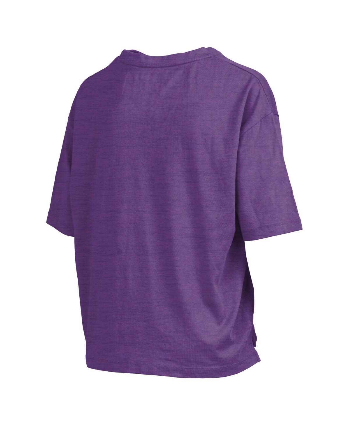 PRESSBOX WOMEN'S PURPLE LSU TIGERS NELSON ARCH OVER LOGO WAIST LENGTH OVERSIZED SLUB T-SHIRT 