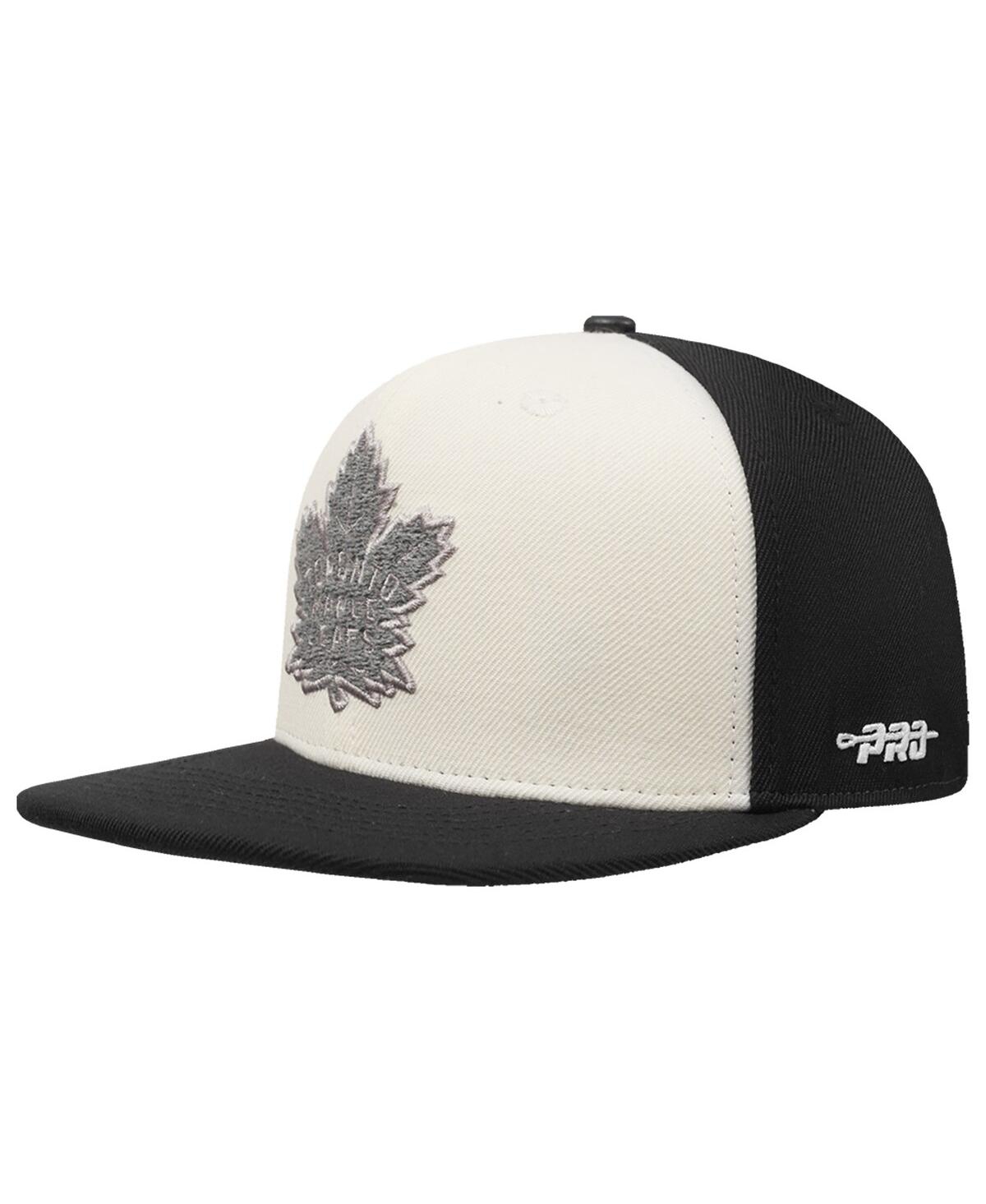 Shop Pro Standard Men's Cream/black Toronto Maple Leaf's French Terry Snapback Hat