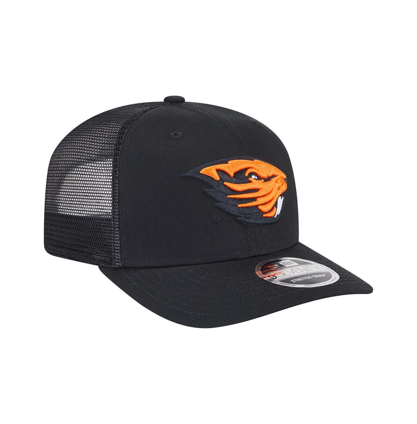 Мужская кепка New Era Black Oregon State Beavers Primary 9SEVENTY Trucker Stretch Snap Hat — фото 3