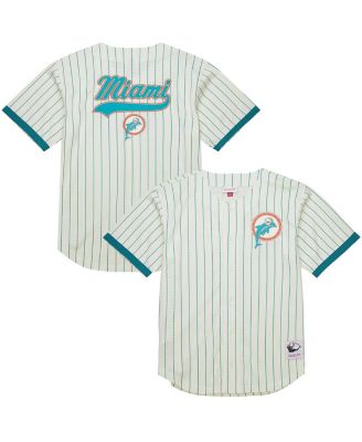 Men's Cream Miami Dolphins Final Seconds Vintage Logo Mesh Button-Up Shirt