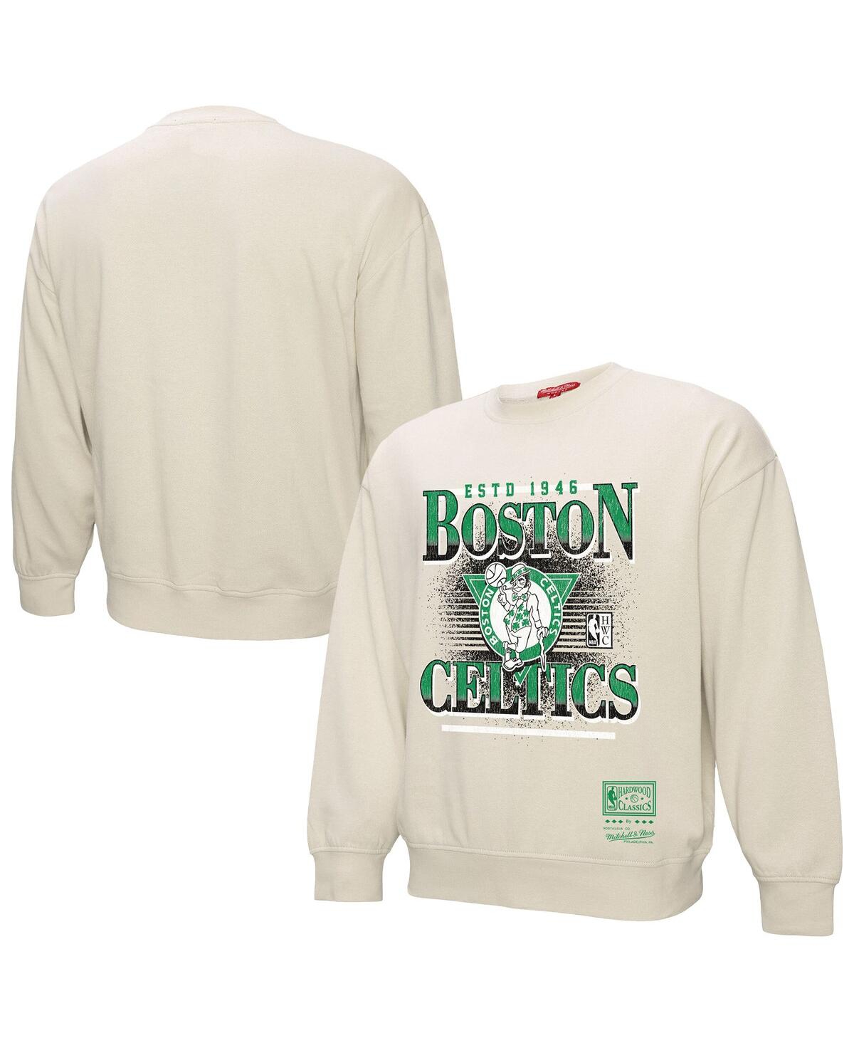 Women's Cream Boston Celtics Oversprayed Pullover Sweatshirt - Cream
