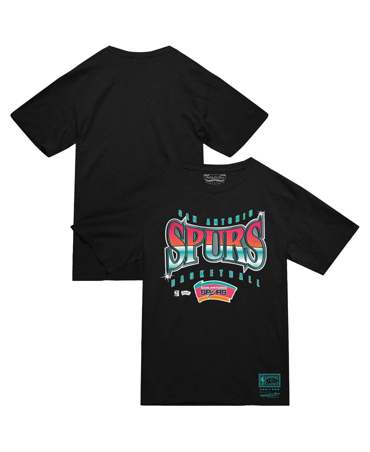 Mitchell & Ness Black San Antonio Spurs Worldwide Collection Glow Up T-shirt In Black
