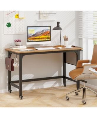 48 Inch Rolling Computer Desk with Metal Frame for Home Office