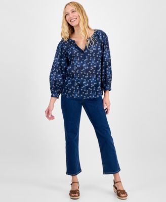 売れ筋商品|||スタイルアンドコー カットソー トップス レディース Petite Printed V-Neck Raglan-Sleeve Blouse, Exclusively at Macy's Spot Airy Blue Style & Co Petite Printed V-Neck Raglan-Sleeve Blouse