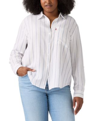 Levi's - Plus Size Darlene Striped Linen-Blend Shirt