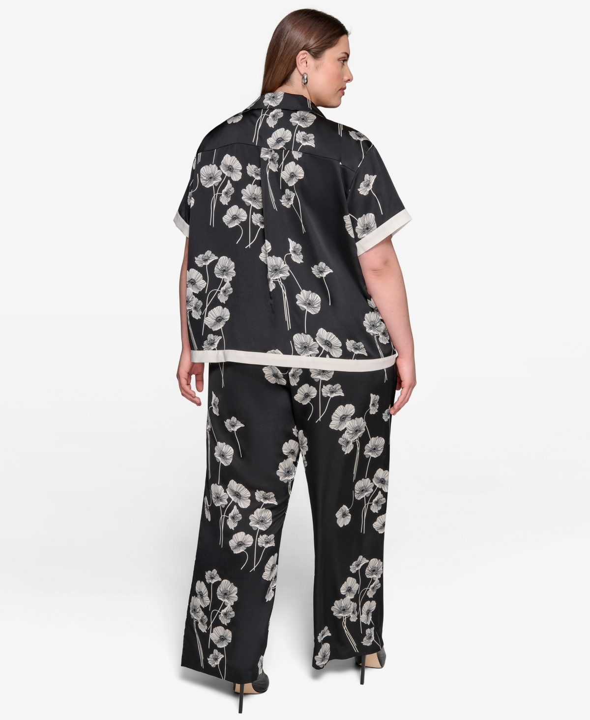 Karl Lagerfeld Plus Size Flower-print Button-down Shirt