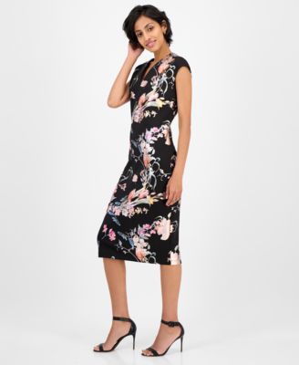Petite Floral Scuba Crepe Sheath Dress