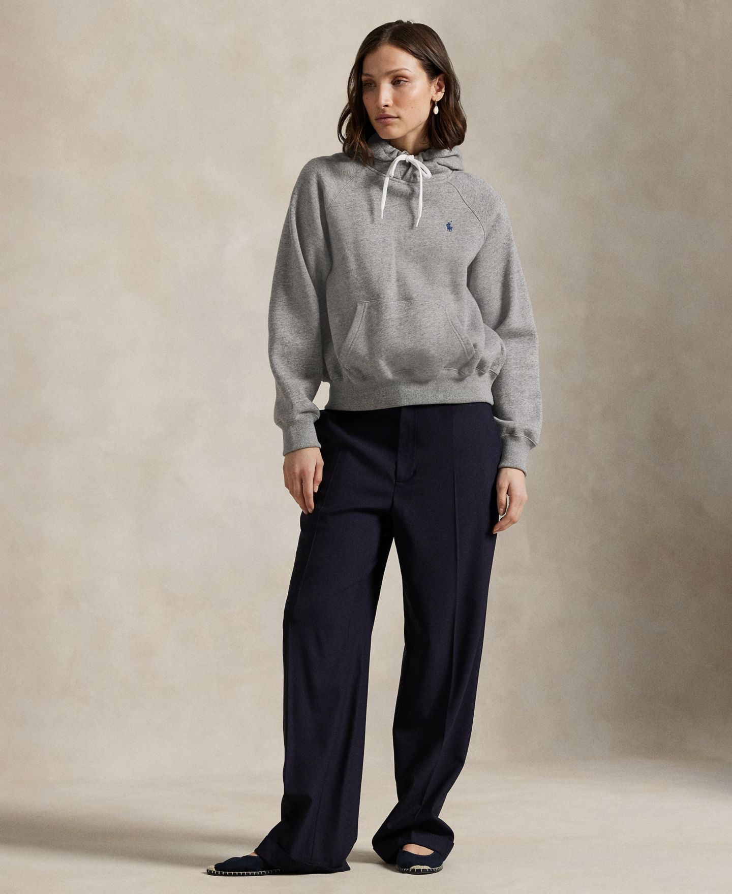 Женское худи Polo Ralph Lauren Shrunken Fit Fleece, цвет: Меланжевый — фото 3