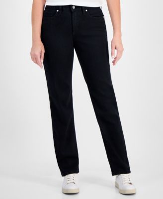 Style & Co - Petite Mid-Rise Straight-Leg Denim Jeans
