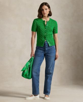 Polo Ralph Lauren Women's Cable-Knit Cotton Short-Sleeve