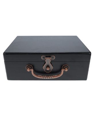 Wooden Keepsake Stash Box with Old World Handle - Black Stain