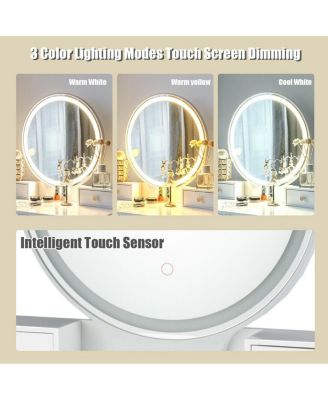 Makeup Dressing Table with 4 Drawers and Lighted Mirror