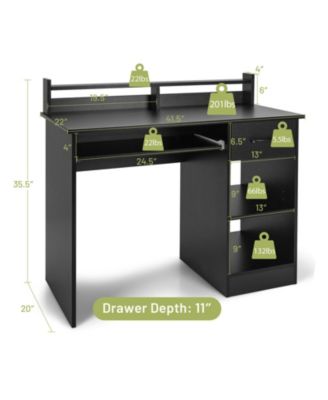 Set of 1 Study Laptop Table with Drawer and Keyboard Tray