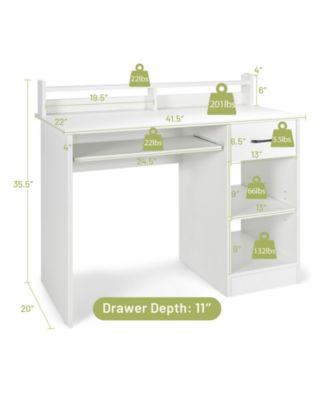 Set of 1 Study Laptop Table with Drawer and Keyboard Tray