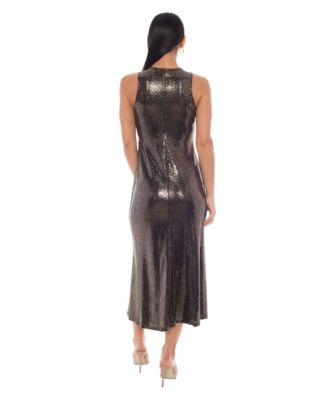 Women's Split Disco Dot A-Line Maxi Dress