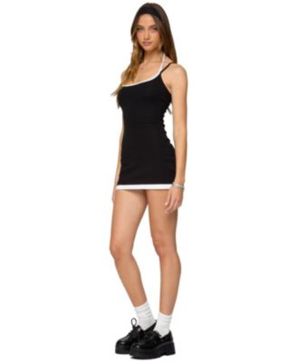 Women's Contrast Layered Look Halter Mini Dress