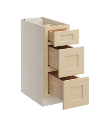 W12" X H34.5" X D24" Kitchen Cabinet Floor Base Cabinet With 3 Drawers
