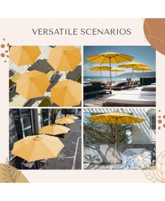 9Ft Patio BOHO Market Patio Umbrella 260GSM Acrylic Fabric 5-Year-Non-Fading Resort Outdoor Market Buttercup Yellow