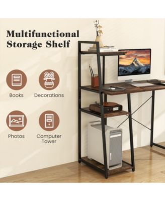 Computer Desk with Shelves and 3-Tier Storage Bookshelf