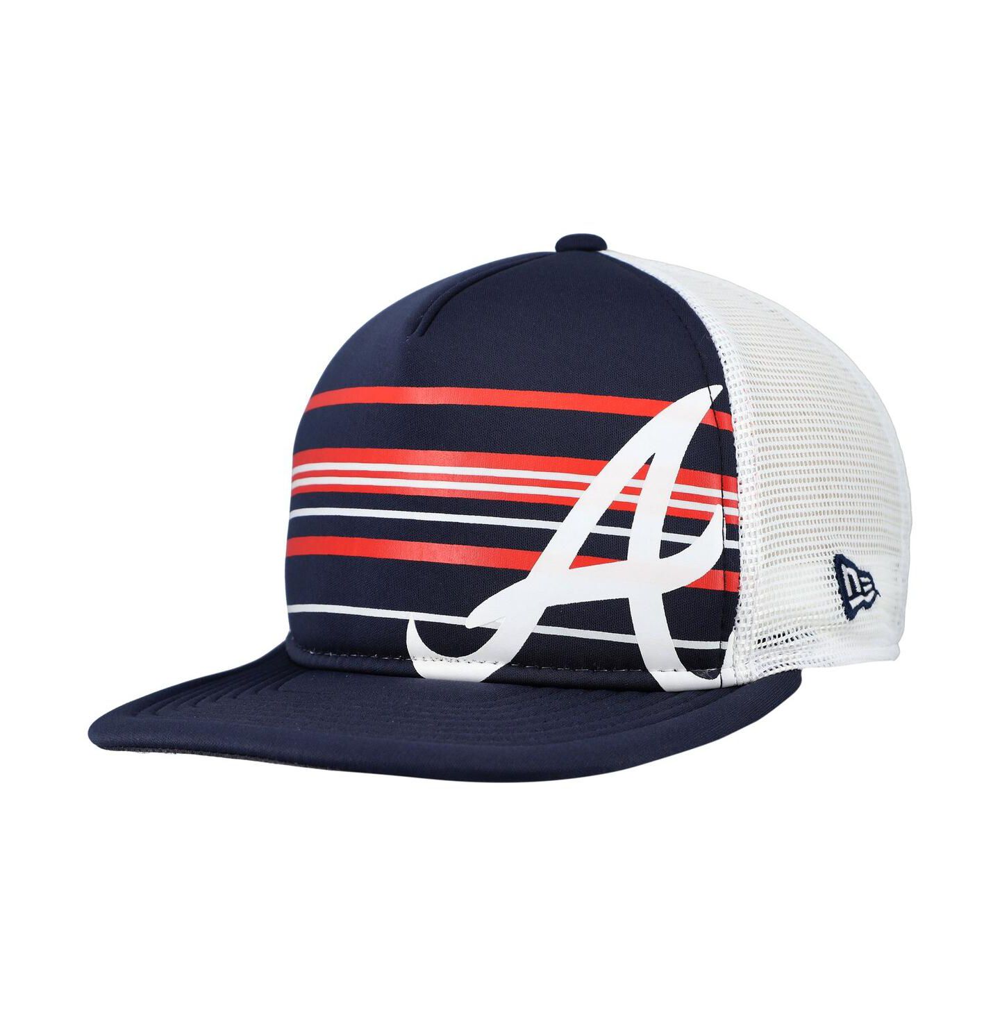 Мужская кепка New Era Navy Atlanta Braves A-Frame Trucker 9FIFTY Snapback Hat — фото 1