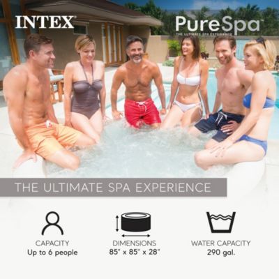 PureSpa 6 Person Bubble Massage Inflatable Hot Tub Spa Set, Sahara Tan