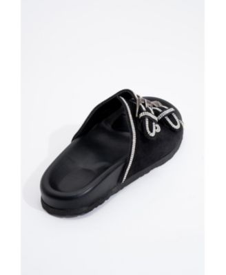 Allen Rhinestone Leather Slide Sandal (Women)