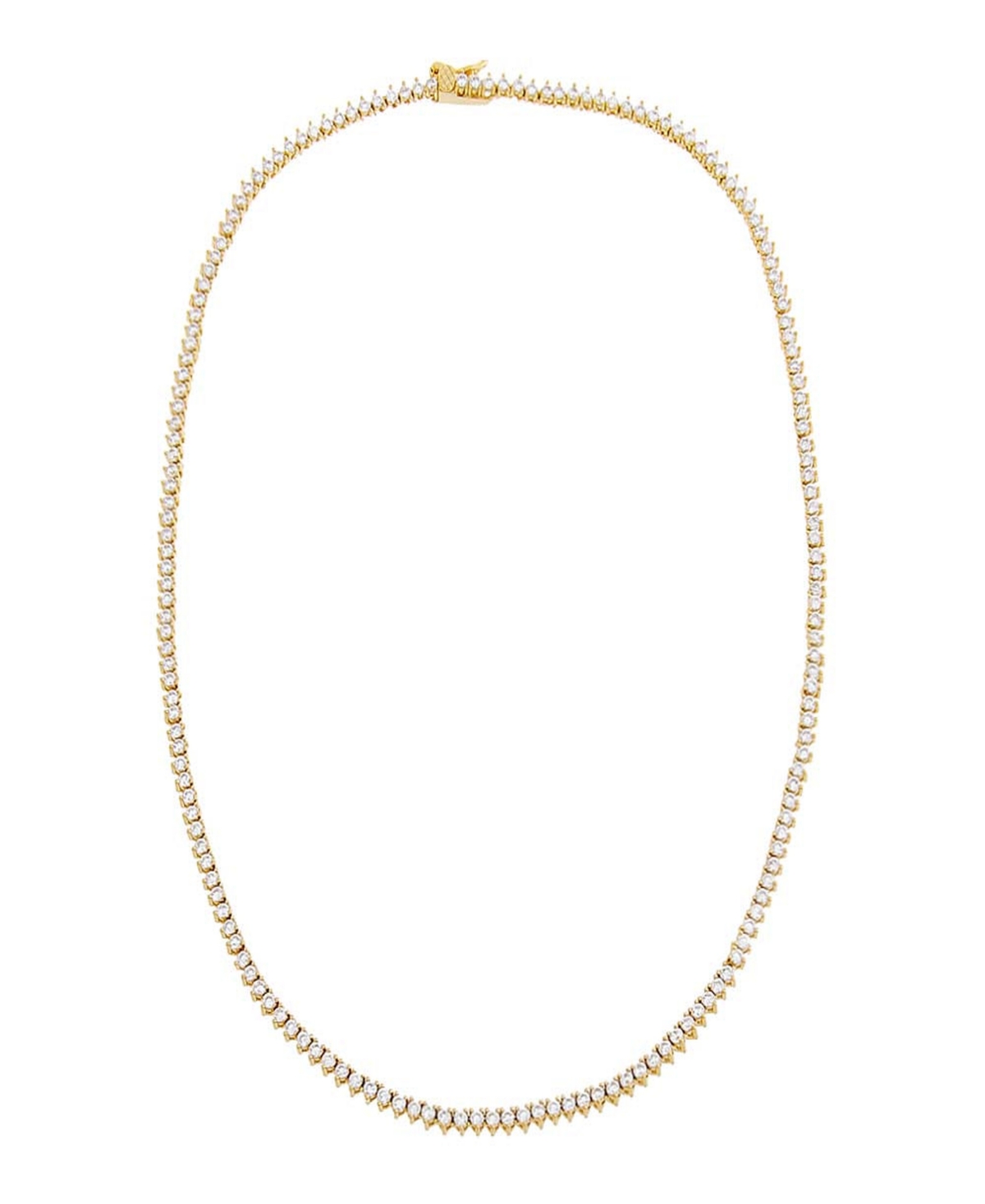 By Adina Eden Thin Three Prong Tennis Necklace In Gold