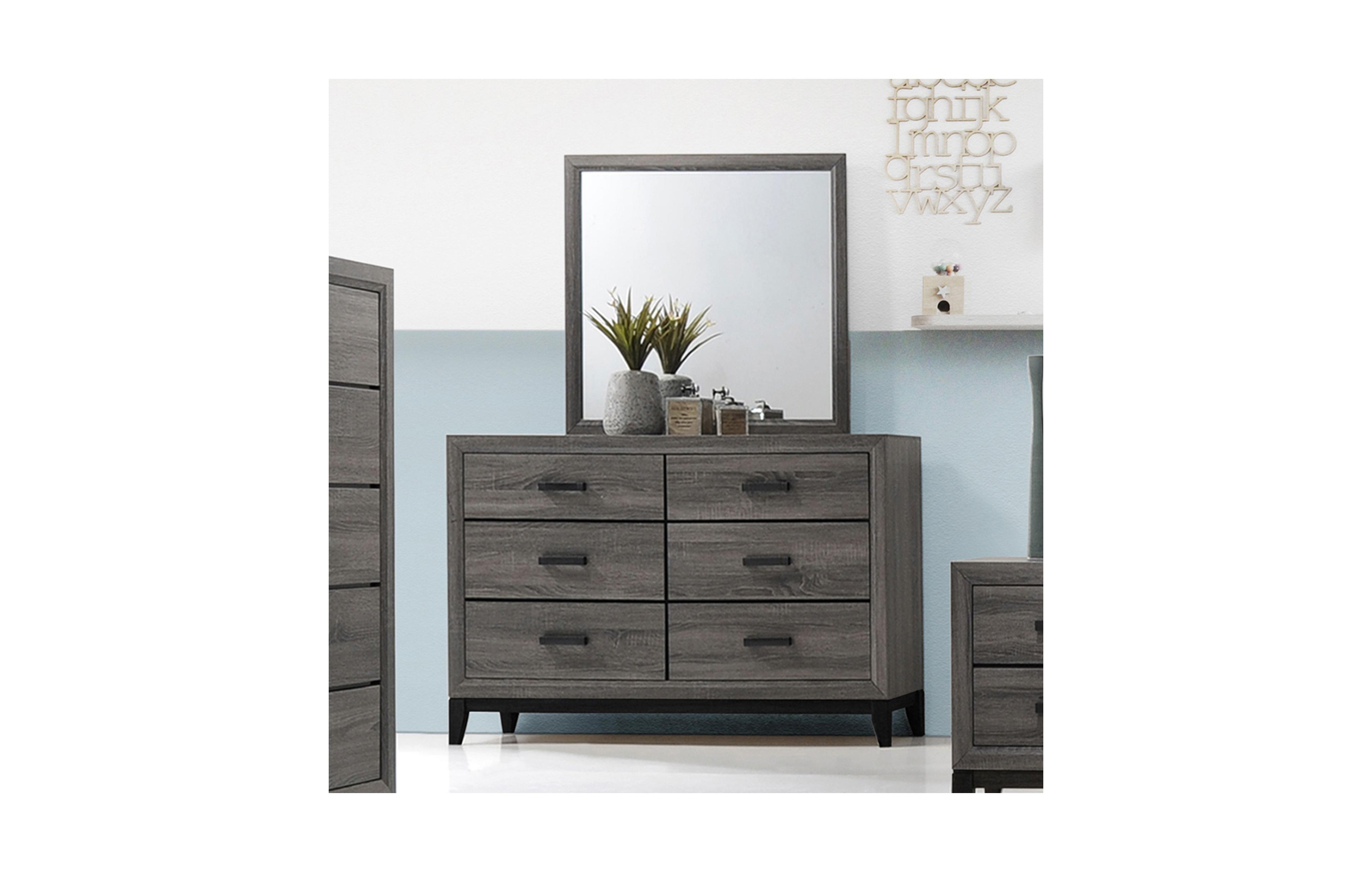 Kings Brand Furniture Ambroise Wood Dresser & Mirror, Gray/Black
