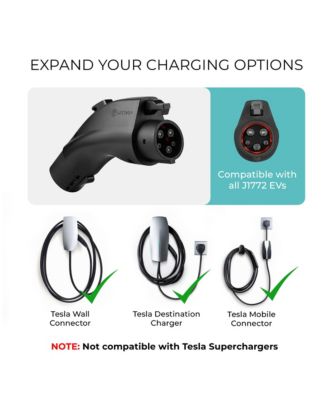 Tesla to J1772 Adapter, 80A/250V, Works with Tesla Chargers (Black)