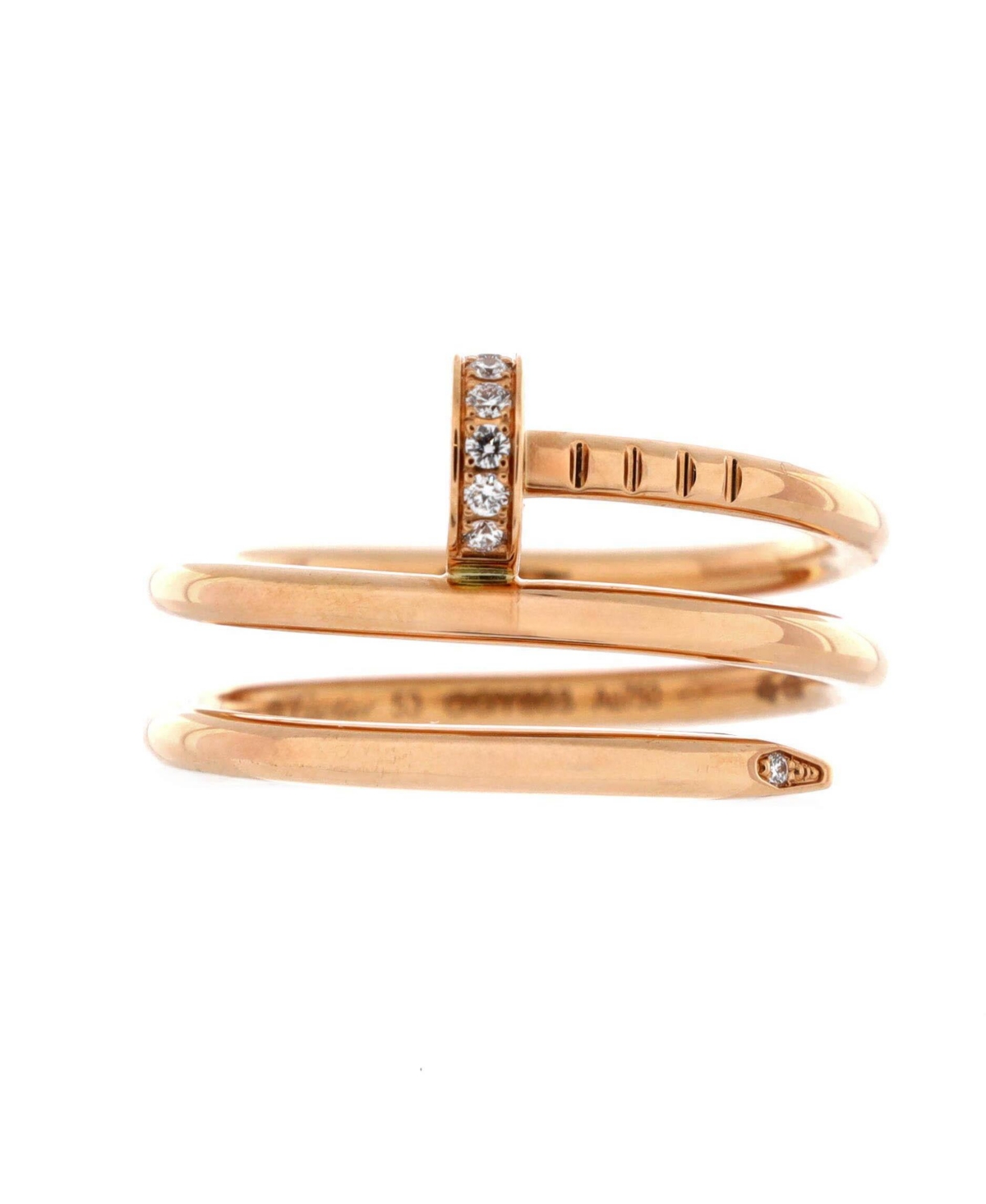 Small Juste un Clou Double Ring 18K Rose Gold and Diamonds - 18k rose gold