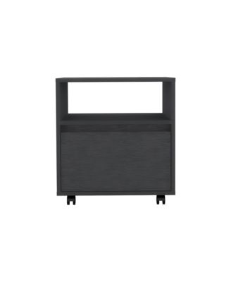 One Drawer Faux Wood Nightstand for Bedroom Storage and Bedside Table