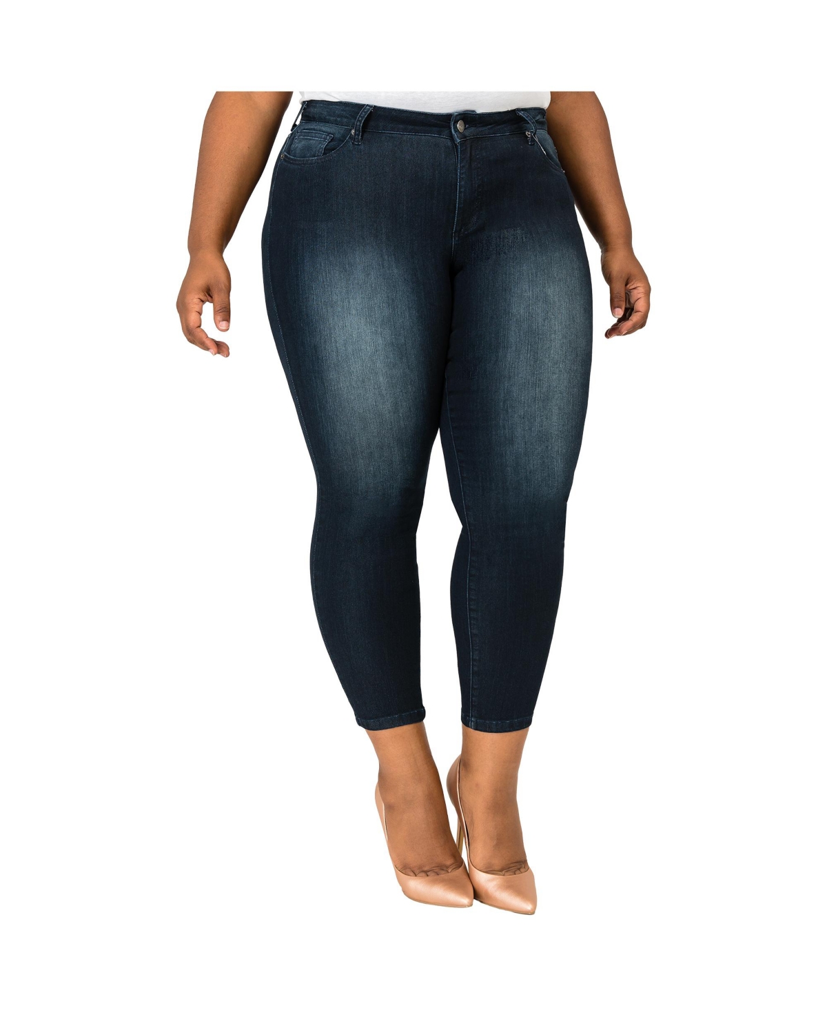 Plus Size Curvy-Fit Cropped Skinny Jeans - Dark blue blast