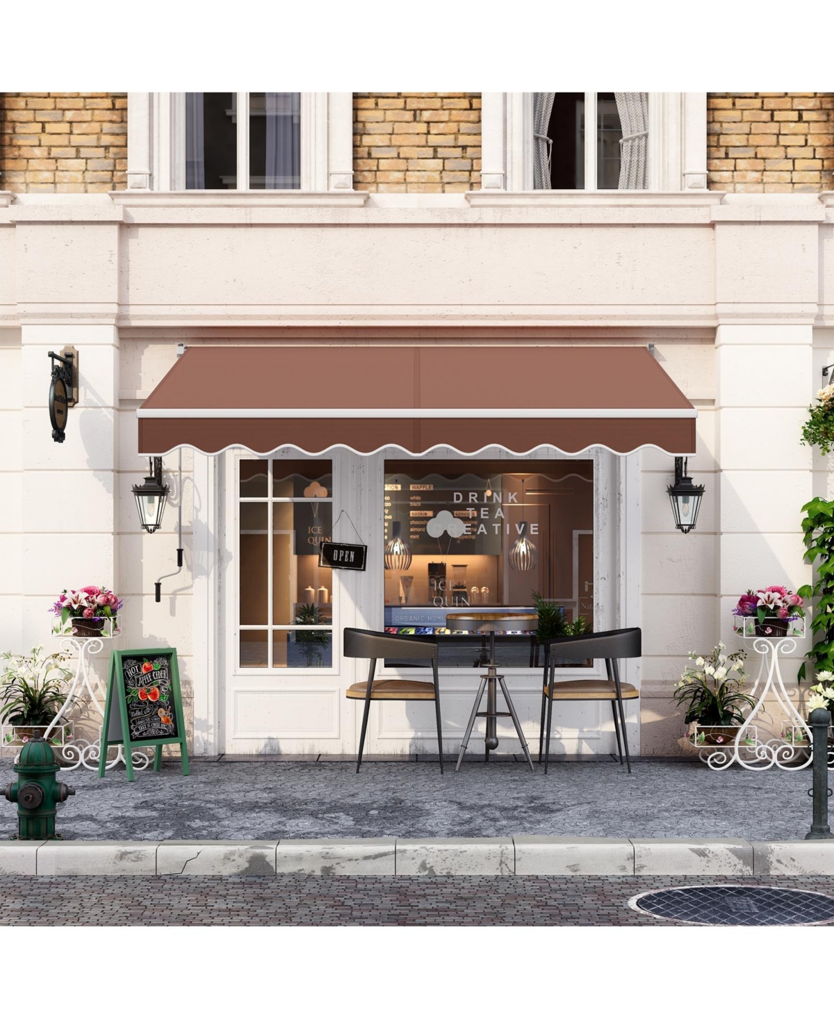 8 x 6.6 Feet Patio Retractable Awning with Manual Crank Handle