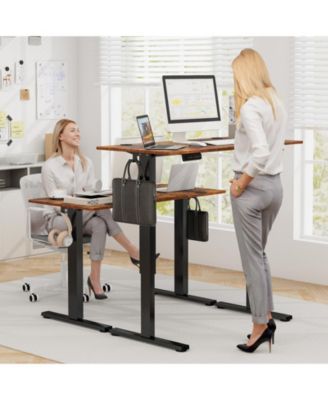 Electric Standing Desk with 3 Memory Height Settings and 2 Hanging Hooks &amp; Cable Management