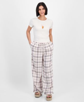Self Esteem - Juniors' Plaid-Print Boxer Drawstring Pants