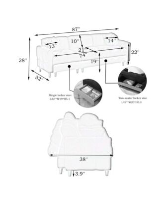 Streamdale 87" Black Tech Sofa Bed with Storage