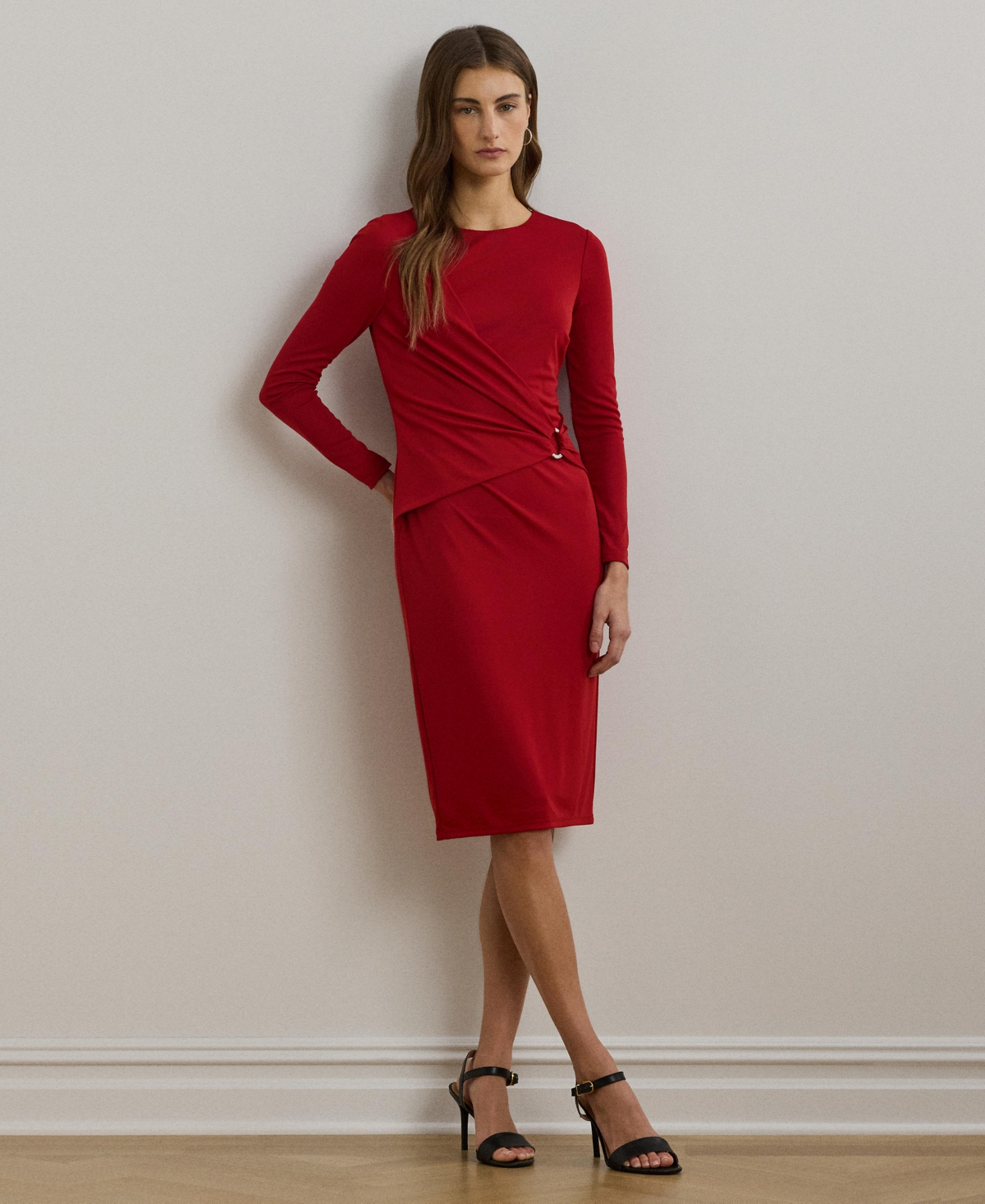 Women's Jersey Three-Quarter-Sleeve Dress - Madison Red