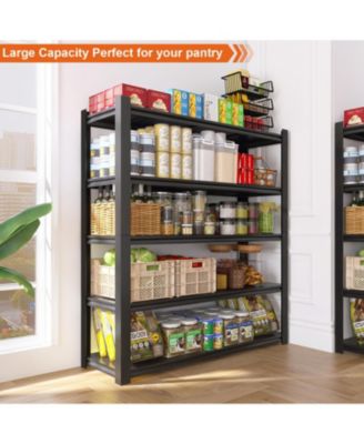 83.86 Inches Wide Black Metal Shelves, with 5 Removable Dividers, Large Capacity, Strong Load Bearing, Suitable for Garage, Kitchen and Office.