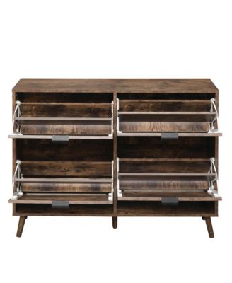 4 Door Shoe Rack, Freestanding Modern Shoe Storage Cabinet, for Entryway