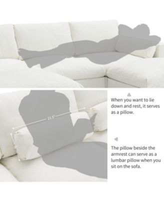  Chenille Modular Sectional Sofa with Ottomans & Pillows