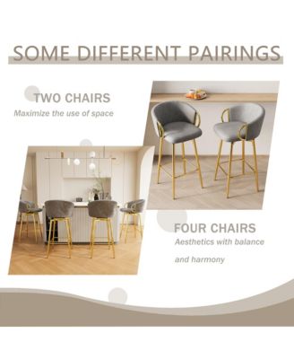 30" Swivel Velvet Bar Stools Set of 4