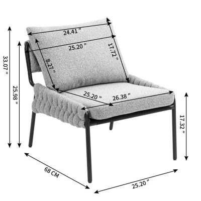 Single Braided Upholstered Lounge Chair with Metal Frame