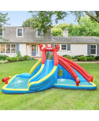 Inflatable Water Slide Crab Dual Slide Bounce House Splash Pool Without Blower