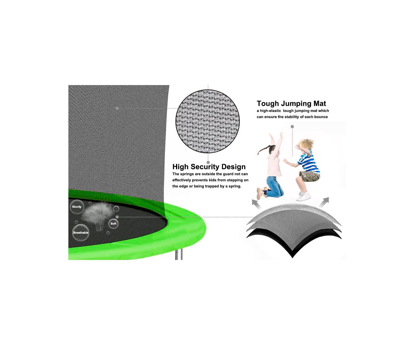 Детская игрушка Flynama 16FT Trampoline with Safety Enclosure Net, Basketball Hoop and Ladder, Large-Scale Trampoline for Kids/Adluts Family Jumping Outdoor Workout — фото 6