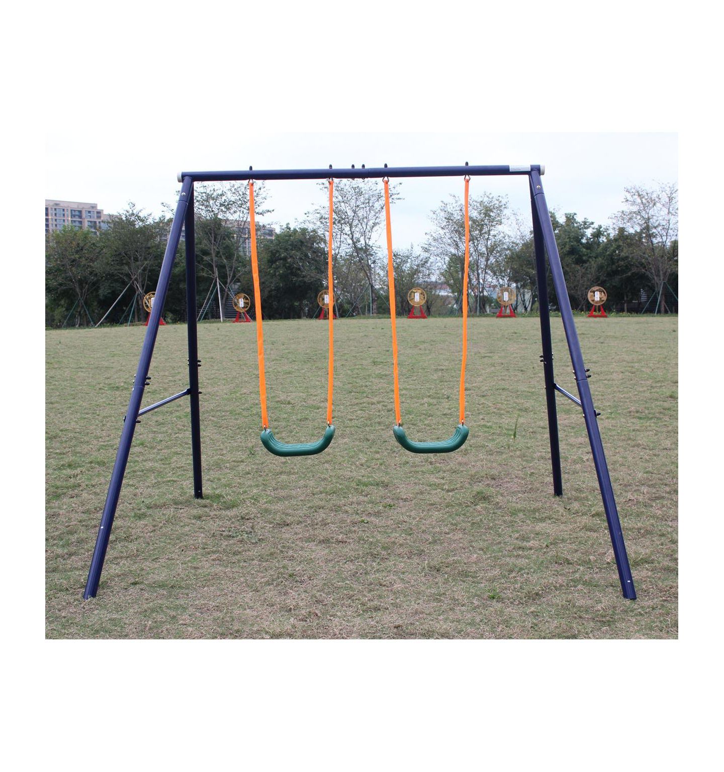 Детские игрушки Flynama Two Station Heavy-Duty Steel A-Frame Swing Set, Ages 3-8 — фото 7