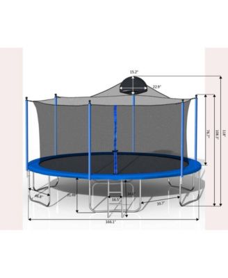 14FT Trampoline for Adults & Kids with Basketball Hoop, Outdoor Trampolines w/Ladder and Safety Enclosure Net for Kids and Adults