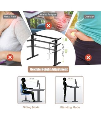 Hand Crank Stand Up Desk Frame, Manual Height Adjustable Standing Workstation with Foldable Crank Handle, Cable Management Tray