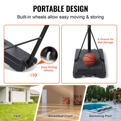 4 .10ft Adjustable Height Basketball Hoop Portable Backboard System 44inch with Wheels and Fillable Base