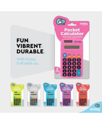 Calculator Pink, Basic Small Solar and Battery Operated, Large Display Four Function, Auto Powered Handheld Calculator School and Kids, 1 PK – by Enday