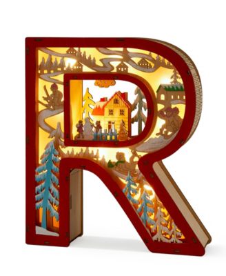 LED Wood Monogram Letter Decor - R